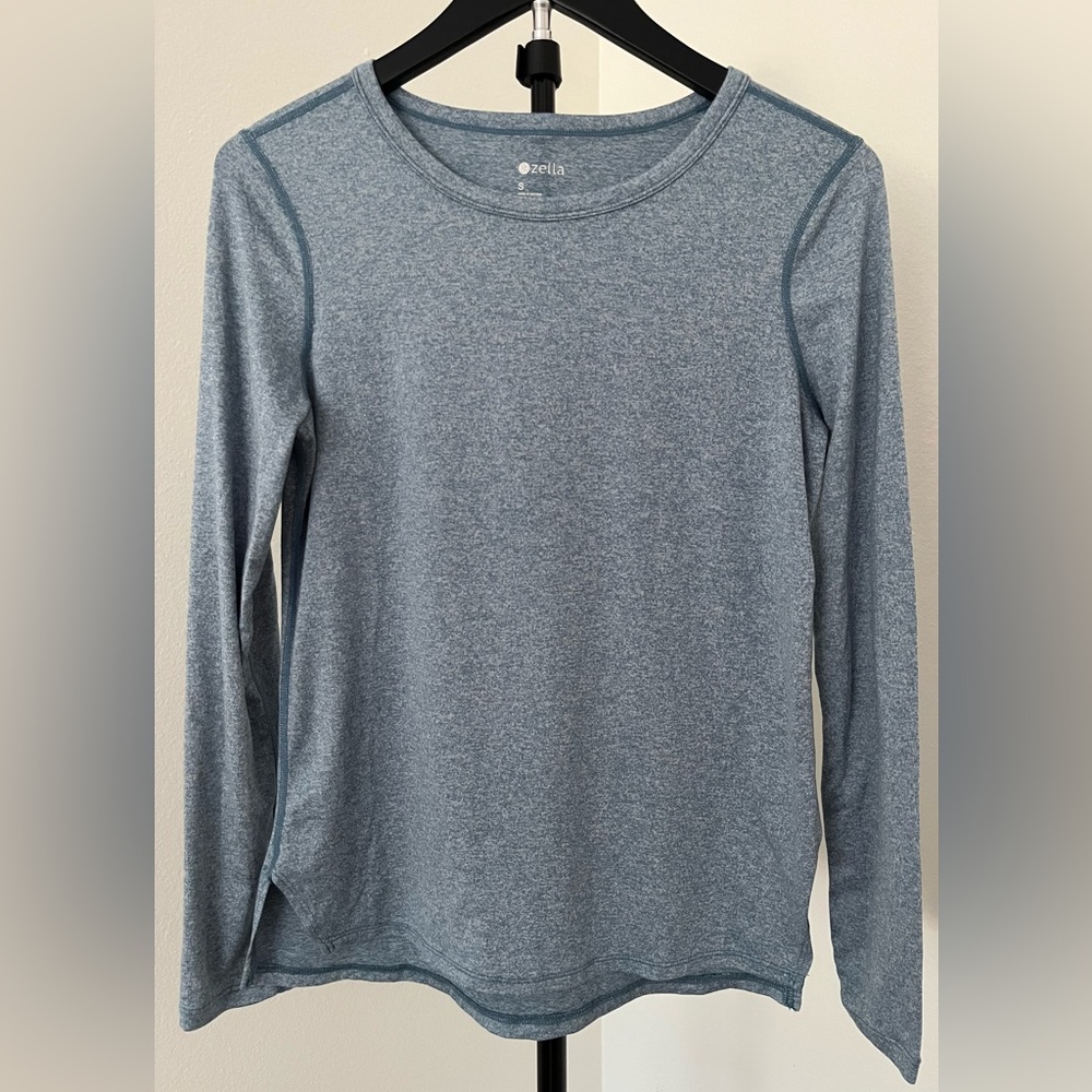 Zella Heather Blue Long-Sleeve Crewneck Top | Soft + Stretch + Performance